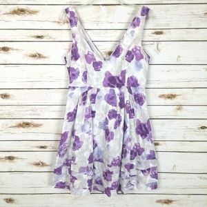 BB Dakota Mini Skater Dress Purple Floral Cotton